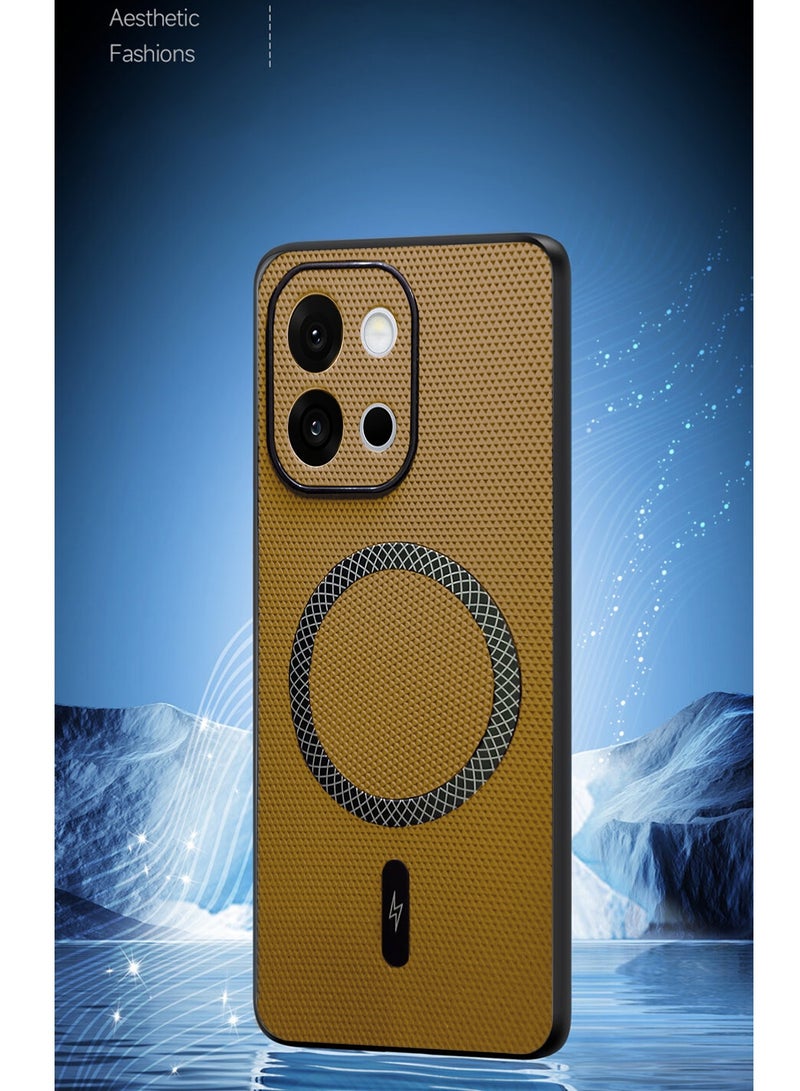 Wtech OnePlus 13s 5G 2025 Support Wireless Charging Magnetic Cover Texture PU Leather  Phone Case Cover  (MCMPMN) - Brown - Image 4