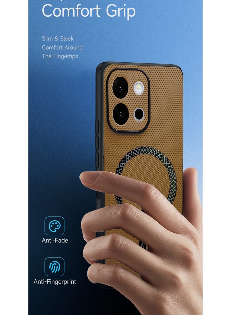 Wtech OnePlus 13s 5G 2025 Support Wireless Charging Magnetic Cover Texture PU Leather  Phone Case Cover  (MCMPMN) - Brown - Image 2