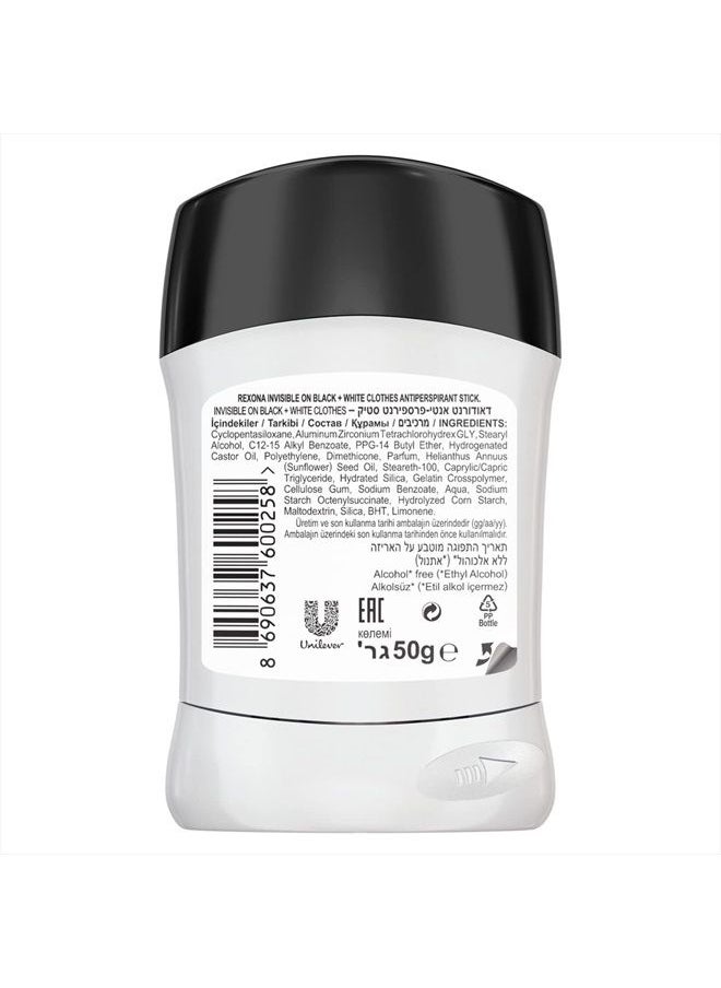 Rexona - Men Invisible Black + White Long Lasting Anti-Perspirant Deo Stick 48h 50 ml - Image 1