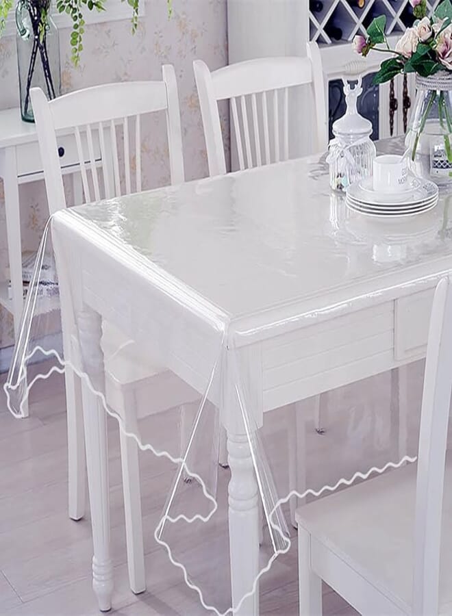 DurableDelights Clear Tablecloth Cover Protector, Thick Clear Plastic Tablecloth ,Waterproof and Oil-Proof Desk Protector Mat, Perfect for Rectangle Dinner Table and Writing Desk – 6090 Inch…