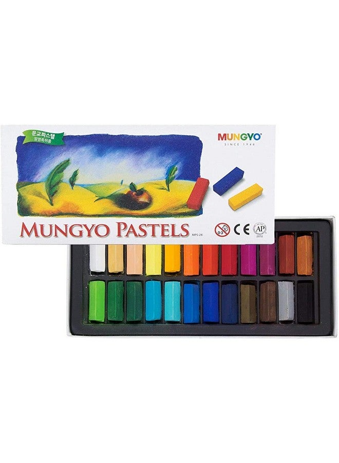 Mungyo Non Toxic Square Soft Pastel Set 24 Vivid Colors Easy Blend For Artists Short Length For Fine Detail 27Mm X 8Mm Sticks 