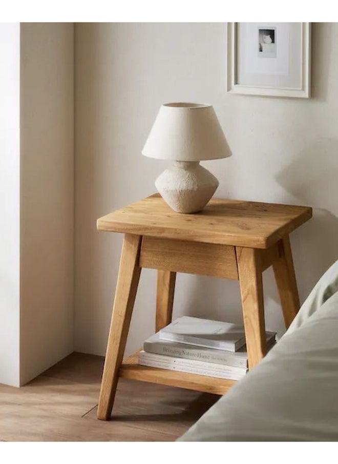 Art Wood Commode/Side Table -  Natural Suede Wood 