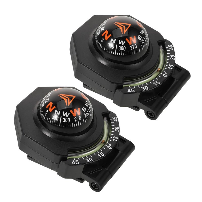 Car Compass Thermometer Inclinometer 2 Piece Set for Auto Dashboard Boat Surface Mount - Image 2