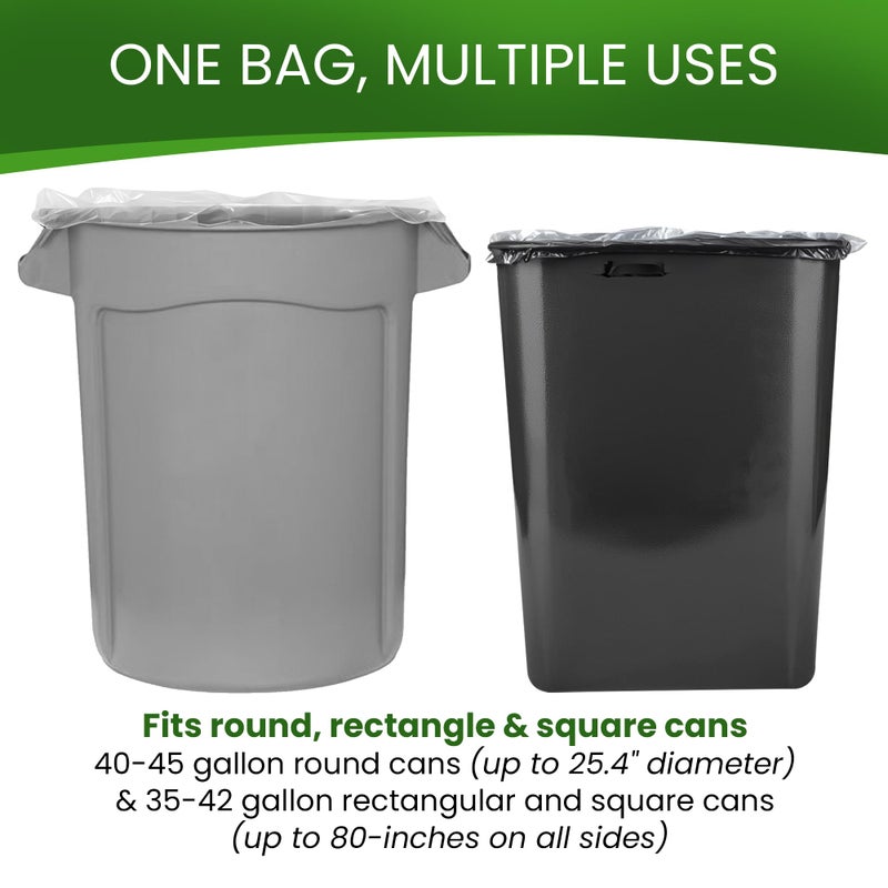 Betta 55-60 Gallon Clear High-Density Trash Bags, 150 Count Box, (38x60-inch) Commercial Medium-Duty Garbage Can Liners - Image 3