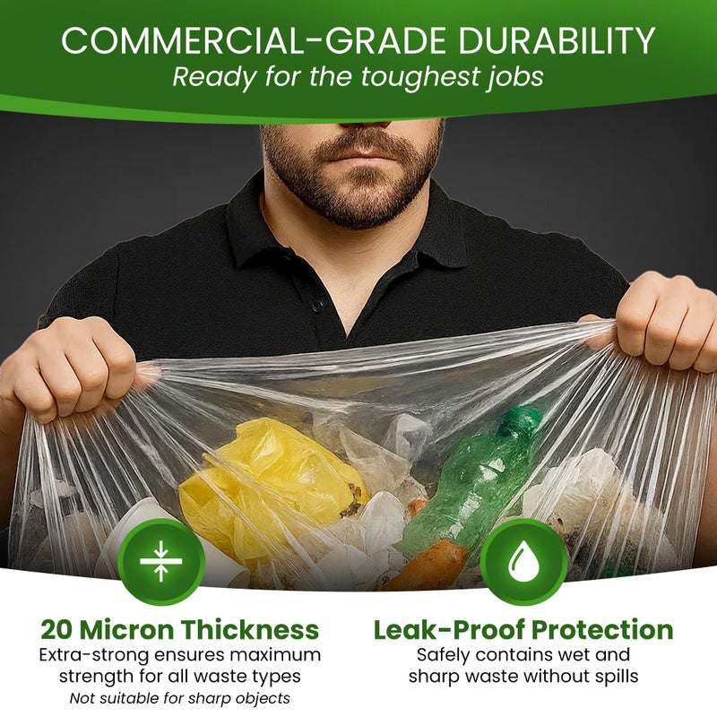 Betta 55-60 Gallon Clear High-Density Trash Bags, 150 Count Box, (38x60-inch) Commercial Medium-Duty Garbage Can Liners - Image 5