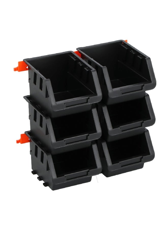 Tactix 6-Piece Wall Mountable Durable Plastic Storage Bin Set Black and Orange 8.2 x 10.5 x 13.5 cm 320610  - Image 3