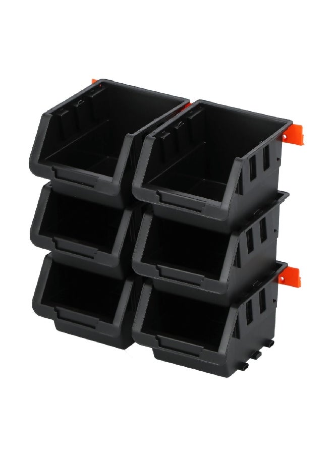 Tactix 6-Piece Wall Mountable Durable Plastic Storage Bin Set Black and Orange 8.2 x 10.5 x 13.5 cm 320610  - Image 2