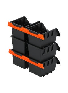Tactix 6-Piece Wall Mountable Durable Plastic Storage Bin Set Black and Orange 8.2 x 10.5 x 13.5 cm 320610  - Image 4
