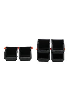 Tactix 6-Piece Wall Mountable Durable Plastic Storage Bin Set Black and Orange 8.2 x 10.5 x 13.5 cm 320610  - Image 1