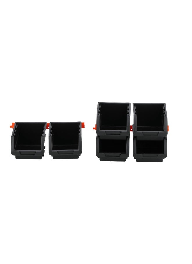Tactix 6-Piece Wall Mountable Durable Plastic Storage Bin Set Black and Orange 8.2 x 10.5 x 13.5 cm 320610  - Image 1