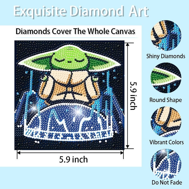Baiwanerxiang Diamond Art Kits for Kids,Diamond Painting for Kids' Mosaic Kits Ages 8-12 and 5D Diamond Art Gem by Number Kits Arts, Full Drill Painting Crystal Art Kits for Home Wall Decor 4 Pieces 6" X 6" - Image 2