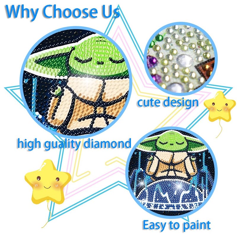 Baiwanerxiang Diamond Art Kits for Kids,Diamond Painting for Kids' Mosaic Kits Ages 8-12 and 5D Diamond Art Gem by Number Kits Arts, Full Drill Painting Crystal Art Kits for Home Wall Decor 4 Pieces 6" X 6" - Image 3