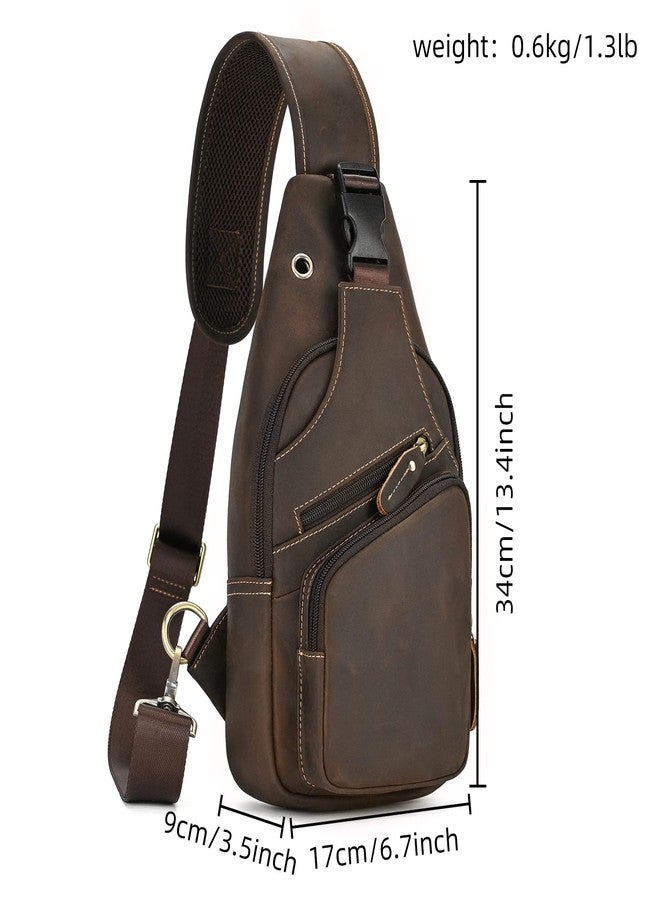 SAIION Men Fashion Casual Travel Hiking Crossbody Chest Sling Bag Rig One Shoulder Strap Bag Men Leather Chest Bags, 9455 Dark Brown - Image 3