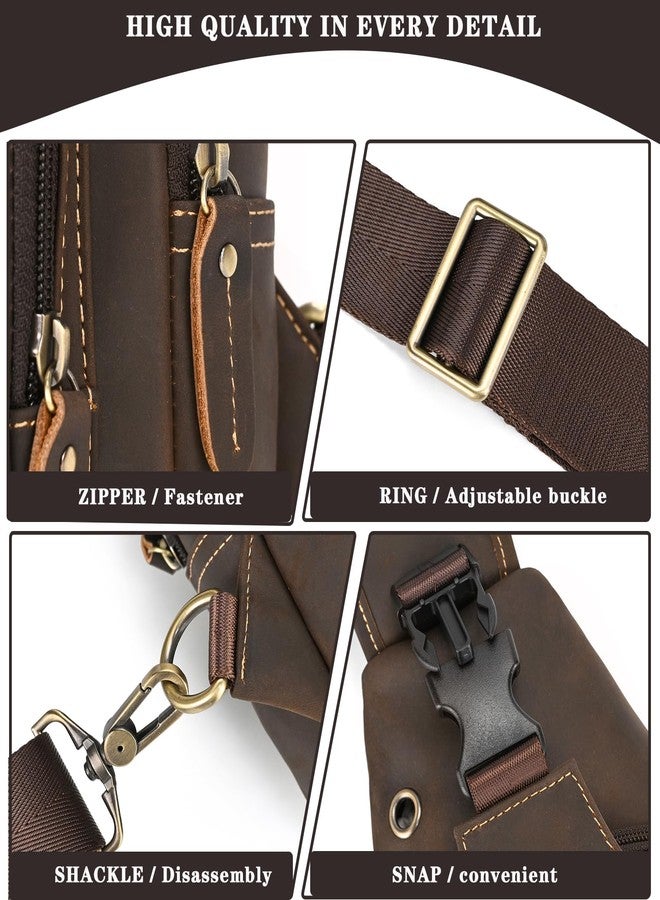 SAIION Men Fashion Casual Travel Hiking Crossbody Chest Sling Bag Rig One Shoulder Strap Bag Men Leather Chest Bags, 9455 Dark Brown - Image 5