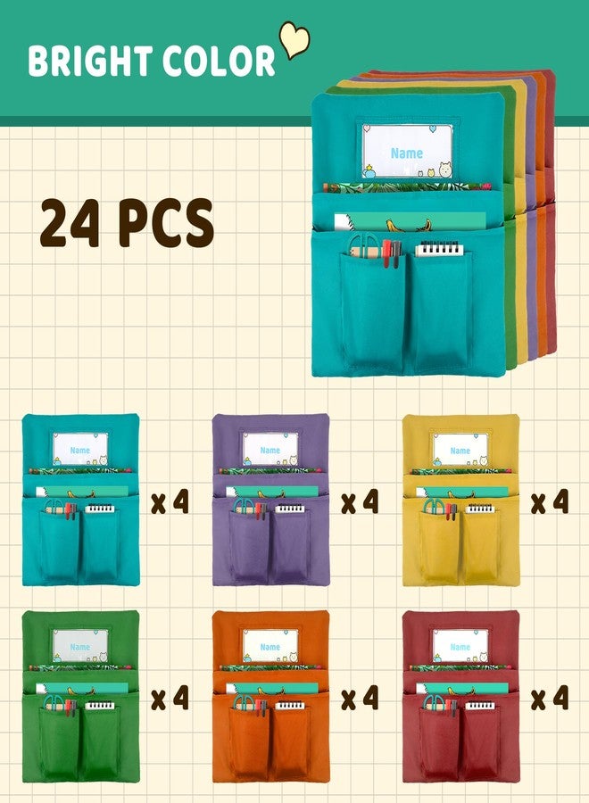 Toriexon 24 Pack Chair Pockets for Classrooms, 13 x 14 inch Seat Sacks for Classroom Chairs k-2 with Name Slot, Small Chair Pockets for Kindergarten, School, Home Seating Storage (Multicolor) - Image 4