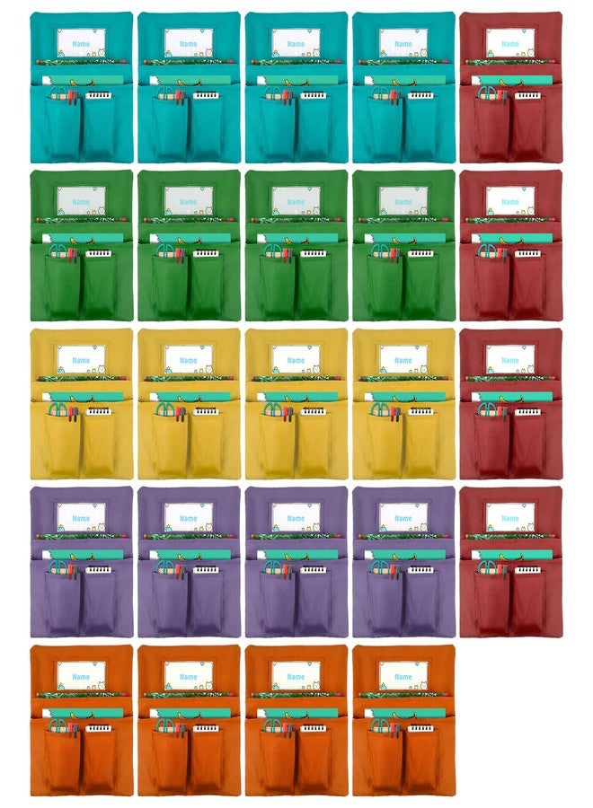 Toriexon 24 Pack Chair Pockets for Classrooms, 13 x 14 inch Seat Sacks for Classroom Chairs k-2 with Name Slot, Small Chair Pockets for Kindergarten, School, Home Seating Storage (Multicolor) - Image 1