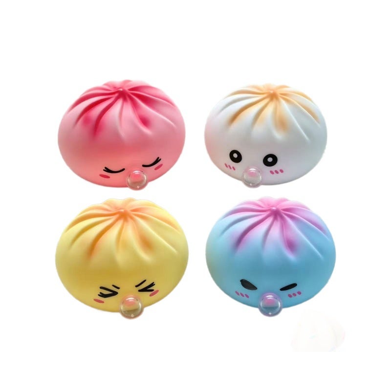 Bubble Baozi 5.5cm Slow Rebound Squishy Toy with Steamer Basket Colorful - Image 5