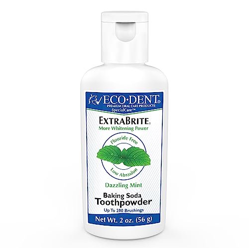 Eco-Dent ExtraBrite Baking Soda Tooth Powder, Mint â€“ SLS & Fluoride-Free Toothpaste Powder with Oxidizing Calcium Peroxide, Whitening Toothpaste Alternative + DailyRinse Single-Use Pack - Image 1
