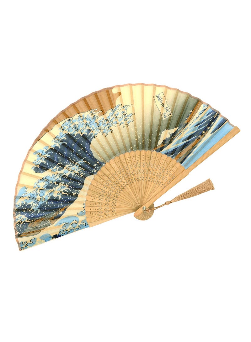 SYOSI Small Folding Hand Fan Vintage Bamboo Silk Fans Charming Elegant Modern Woman Handmade - Image 1
