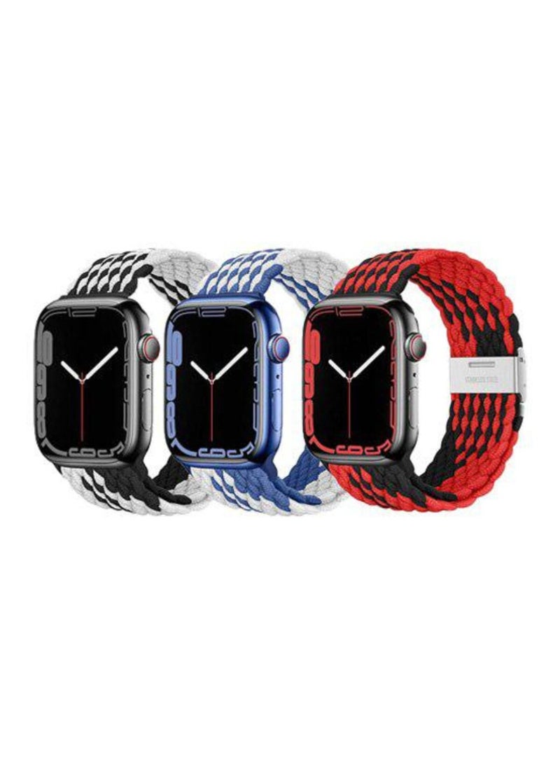 (عبوة من 3) سوار بديل لساعة أبل 3 | 2 | 1، 49 مم/45 مم/44 مم/42 مم مصنوع من البوليستر القابل للتنفس مع حزام رياضي مرن قابل للتعديل متوافق مع أي وتش سلسلة 11/10/9/8/7/6/5/4/3/2/1 - Image 1