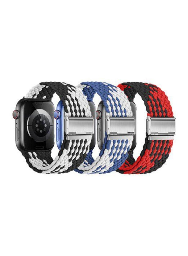 (عبوة من 3) سوار بديل لساعة أبل 3 | 2 | 1، 49 مم/45 مم/44 مم/42 مم مصنوع من البوليستر القابل للتنفس مع حزام رياضي مرن قابل للتعديل متوافق مع أي وتش سلسلة 11/10/9/8/7/6/5/4/3/2/1 - Image 2