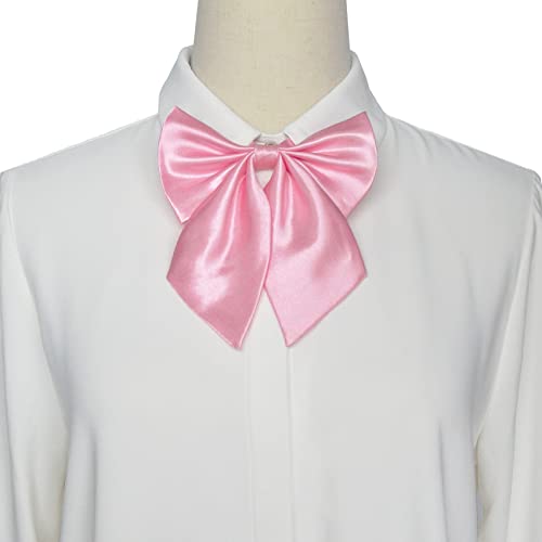 SYAYA Bow Tie for Women & Teen Girls, Ladies Elegant Satin Bowtie for School Uniforms Graduation or T-shirt Accessory W-B1 (Pink) - Image 3