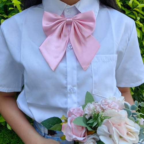 SYAYA Bow Tie for Women & Teen Girls, Ladies Elegant Satin Bowtie for School Uniforms Graduation or T-shirt Accessory W-B1 (Pink) - Image 2