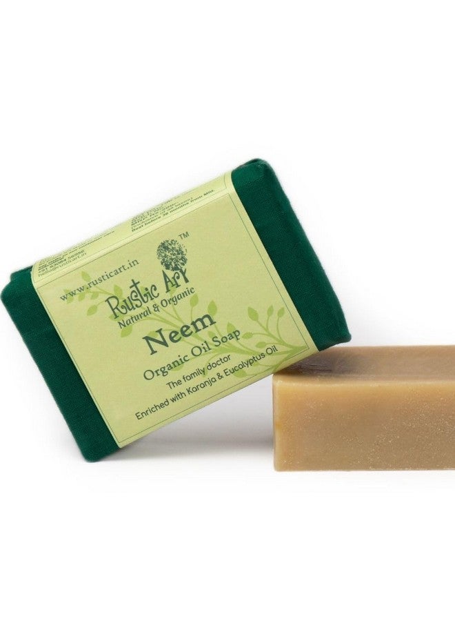 Rustic Art Organic Neem Soap | Tulsi | For Sensitive Skin | Coldprocessed | Prevents Body Acne, Nourishes Skin | For Women & Men | 100g - Image 1