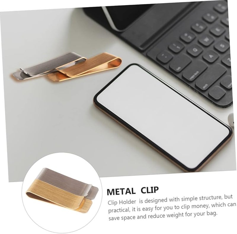 Homoyoyo 2Pcs Durable Brass Money Clips for Cash Credit Cards and Coins - Image 4