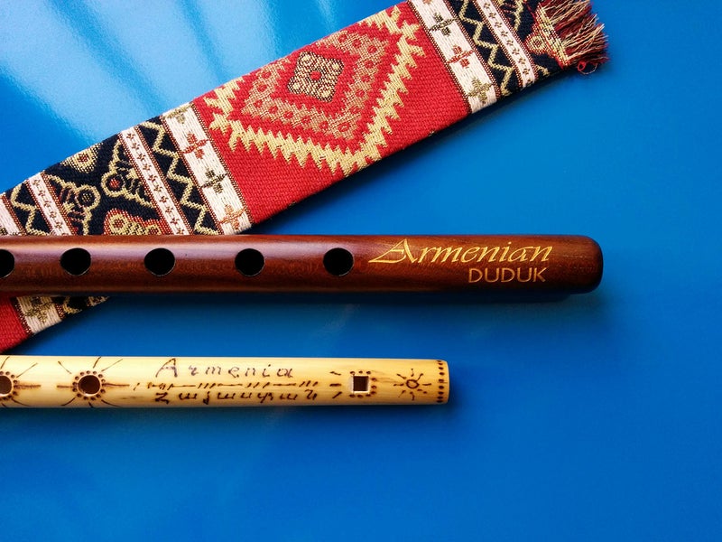 Theodoros Armenian Engraved Duduk Pro from Apricot Wood, 2 Professional Reeds, National Case, Playing Instruction and Flute - Image 2