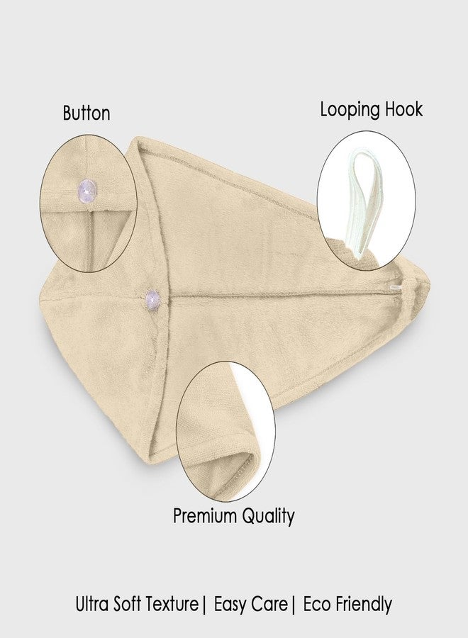 HOUSSE Microfibre Head Towels | 550 GSM High Absorbent Hair Wrap with Adjustable Buttons for Girls | Super Soft & Quick Dry Wrap Towel for Hairs | Pack of 1 | 25x65 cm (Sandrift) - Image 3
