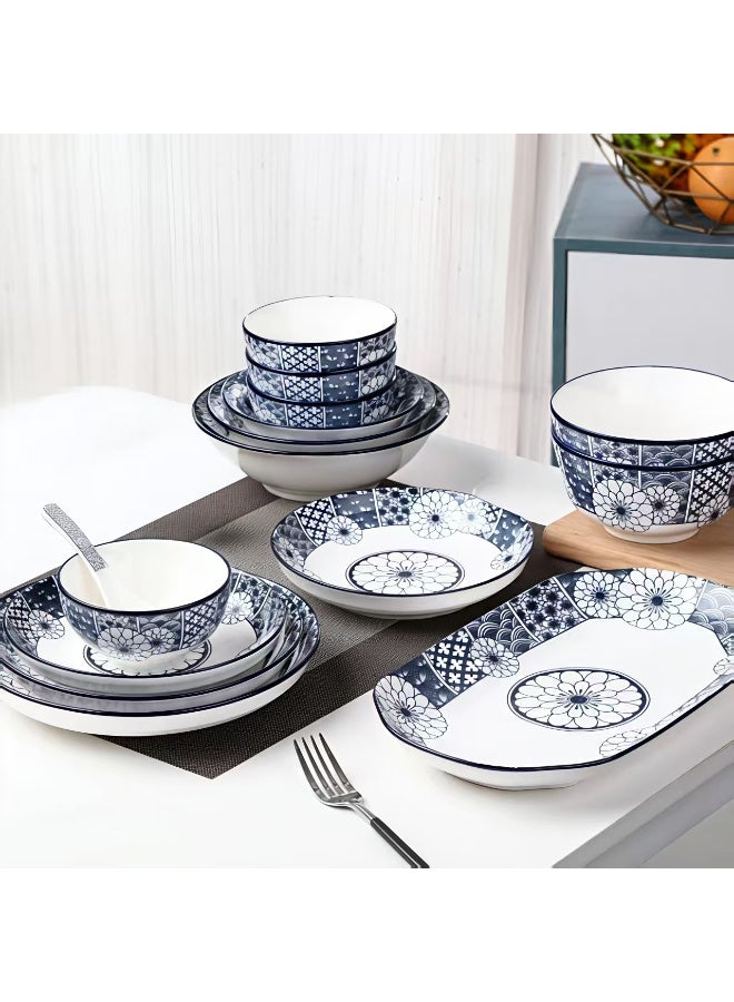 Kawkab 28 piece Dinnerware Set, Set for 6, Microwave & Dishwasher Safe,Chinese Style.Free gift: 6 coasters - Image 4
