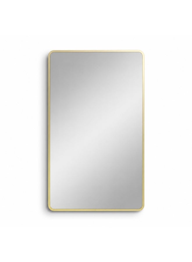 alsaada home Rectangular Wall Mounted Decor Mirror with Metal Frame, 140x70 cm - Gold - Image 1