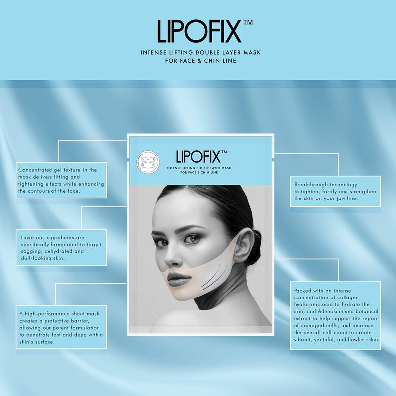 LIPOFIX قناع ليبوفكس ليفت آند فيرم V-لاين لنحت الوجه - حل متقدم لتشكيل الذقن وخط الفك لشد ورفع. 5 أقنعة - Image 4