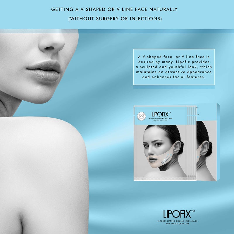 LIPOFIX قناع ليبوفكس ليفت آند فيرم V-لاين لنحت الوجه - حل متقدم لتشكيل الذقن وخط الفك لشد ورفع. 5 أقنعة - Image 5