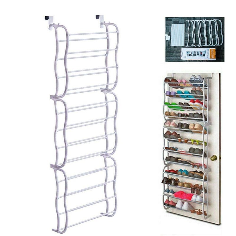 Fancy Buying Over The Door Shoe Rack Holder - 36 Pair Shoes Hanging Shelf Storage Shoe Organizer with Hooks - Image 1