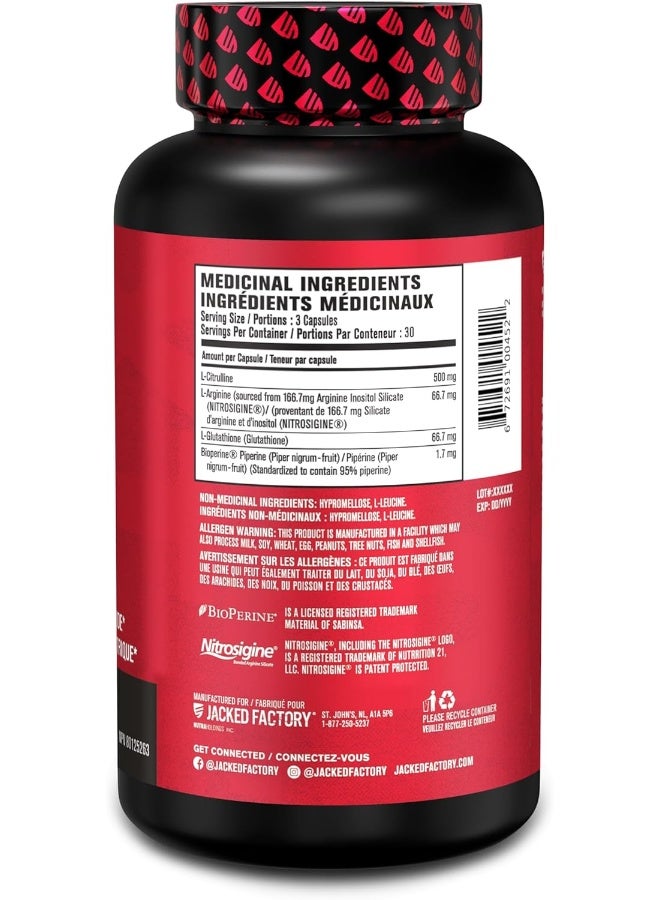 Jacked Factory Muscle Builder N. O. Xt Nitric Oxide Supplement (90 Veggie Pills) - Image 2