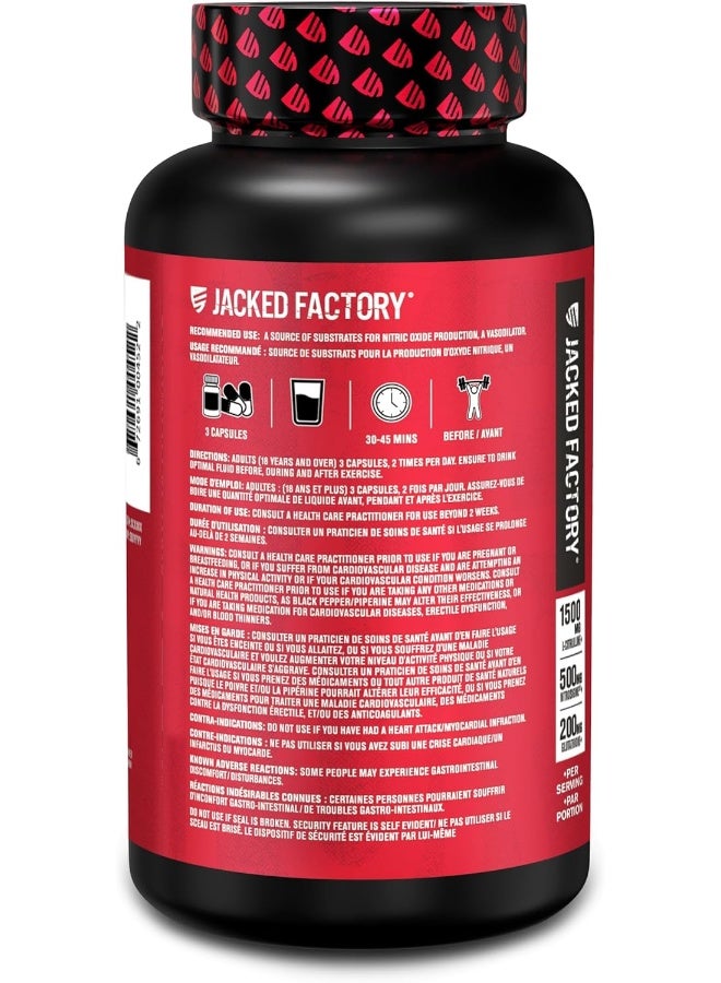 Jacked Factory Muscle Builder N. O. Xt Nitric Oxide Supplement (90 Veggie Pills) - Image 3