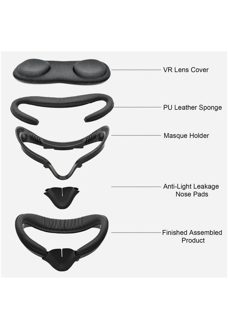 4 In 1 VR Facial Interface Bracket PU Leather Foam Pad Anti Leakage Nose Pad VR Lens Cover For Oculus Quest 2 VR Protective Set  - Image 2