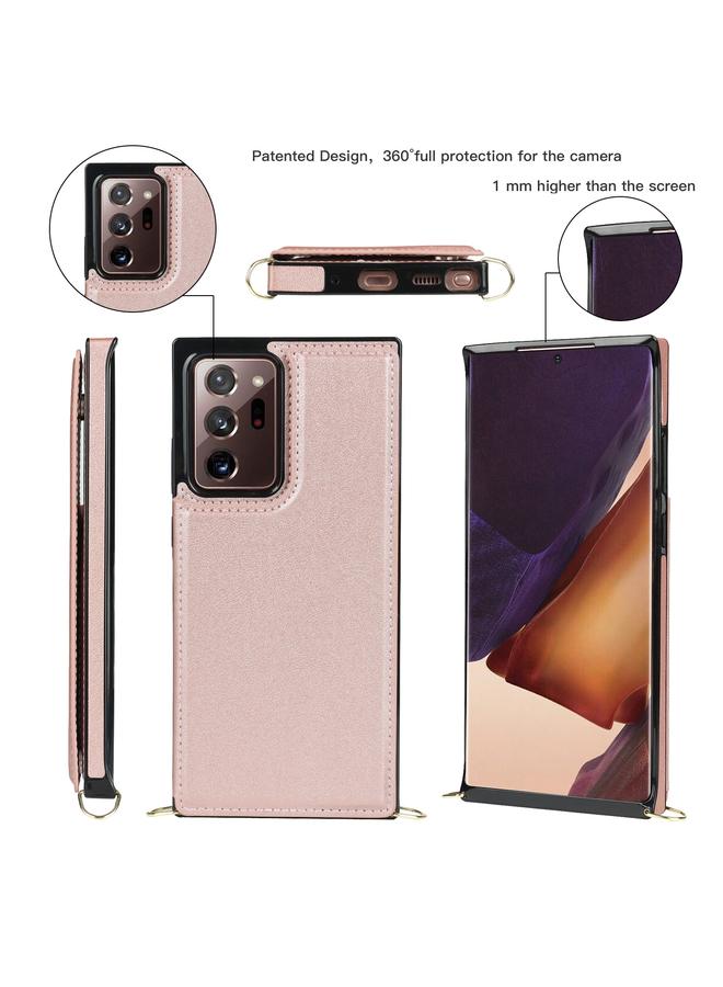 S-TOP Case For Samsung Galaxy Note20 Ultra Cross-body Square Double Buckle Flip Card Bag TPU+PU Case with Card Slots & Wallet & Photo & Strap - Image 2