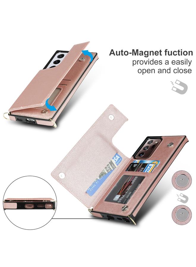 S-TOP Case For Samsung Galaxy Note20 Ultra Cross-body Square Double Buckle Flip Card Bag TPU+PU Case with Card Slots & Wallet & Photo & Strap - Image 5