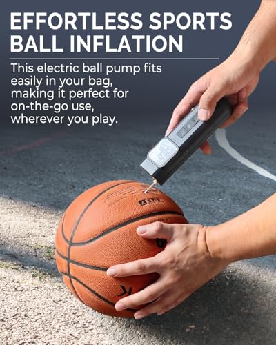 ETENWOLF P200 Electric Ball Pump 2000mAh Sports Air Pump with Digital Pressure Gauge for Basketball Soccer Volleyball (Black) - Image 2