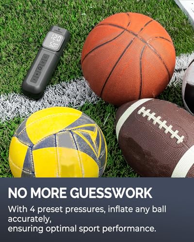 ETENWOLF P200 Electric Ball Pump 2000mAh Sports Air Pump with Digital Pressure Gauge for Basketball Soccer Volleyball (Black) - Image 3