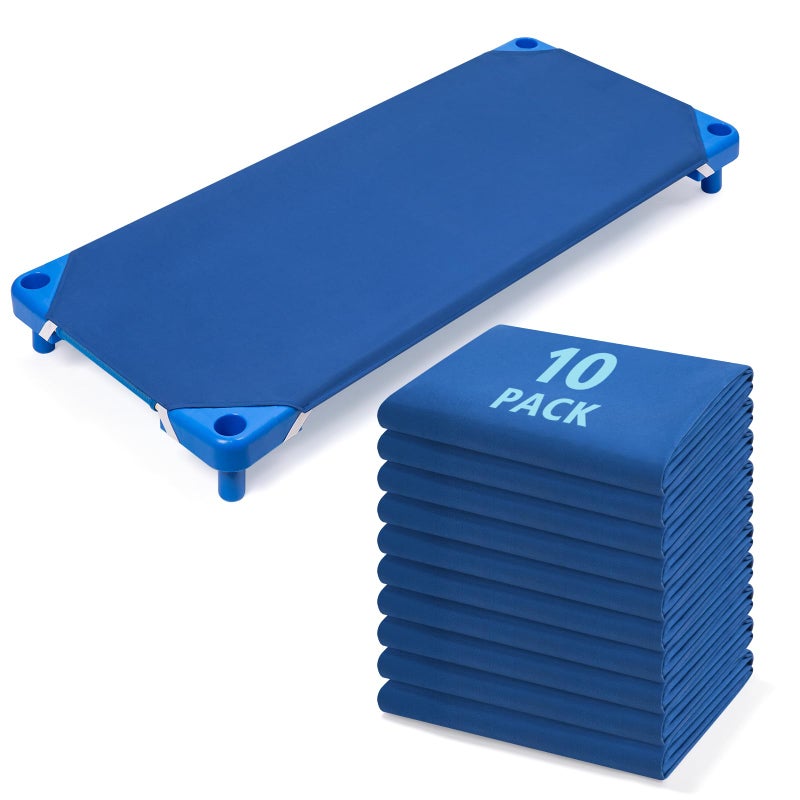Comfyanno Cot Sheets for Daycare Standard Size - Fits 23" x 52" Cot, 10 Pack Bulk, Daycare Essentials, Soft & Comfortable Fitted Cot Cover, for Preschool Kids Nap Time, Brushed Microfiber - Navy Blue - Image 1