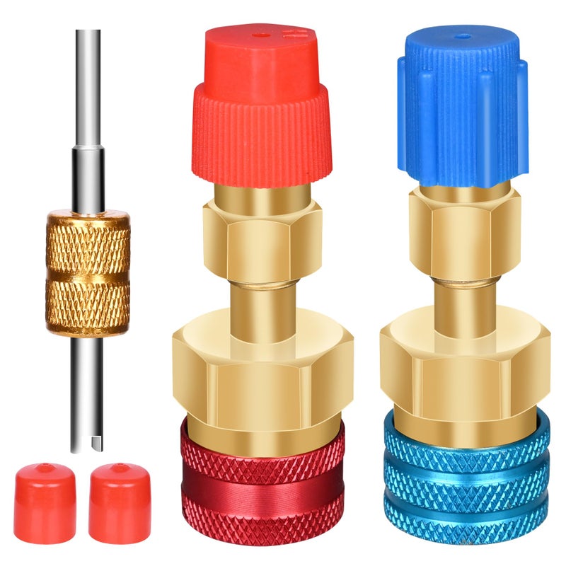 Tottist R1234yf to R134a Conversion Kit with Valve Core Removal Tool R1234yf Adapter KitAC Quick Couplers HighLow Side Connectors for Automotive Air Conditioning Evacuation Recharging - Image 3