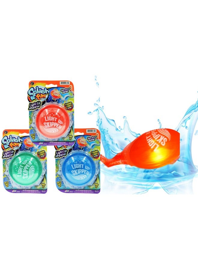 Ja-Ru JA-RU Light Up Water Skipper Disc (3 Disc Toys) Skip Ball for Kids. Outdoor Water Sports Games. Cool Beach Gadgets & Swimming Pool Summer Toys. Easter Basket Stuffers. 862-3p - Image 1