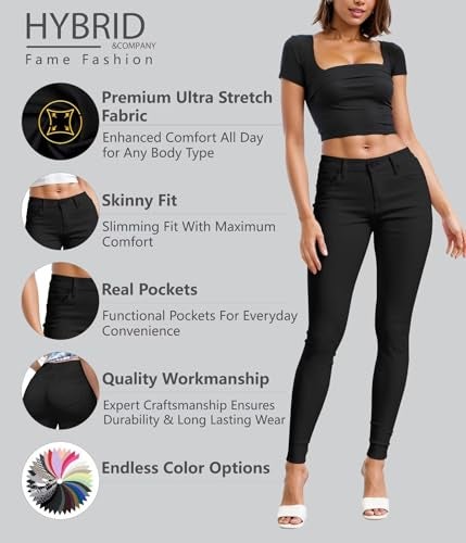 Hybrid & Company Womens Hyper Ultra Stretch Comfy Skinny Leg Work Casual Pants P44876SK Black XL - Image 2