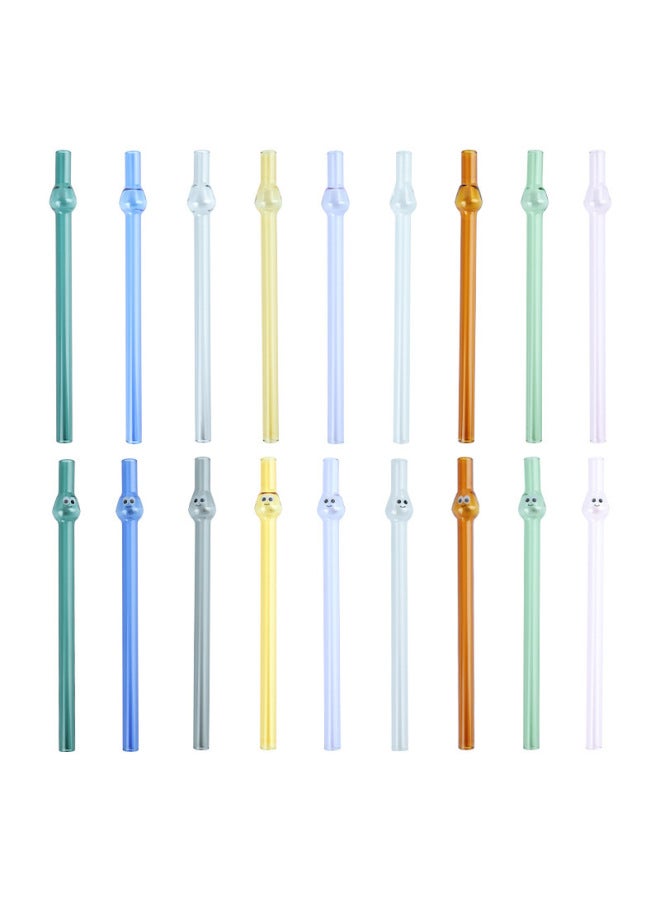 Wholesale Creative Glass Straw Color Big Eyes High Borosilicate Heat-resistant Explosion-proof Straight Tube Household Milk Tea Beverage Straw-Color:Blue Big Eye (Decal)-Specifications:12mm * 220mm Straight Pipe - Image 4