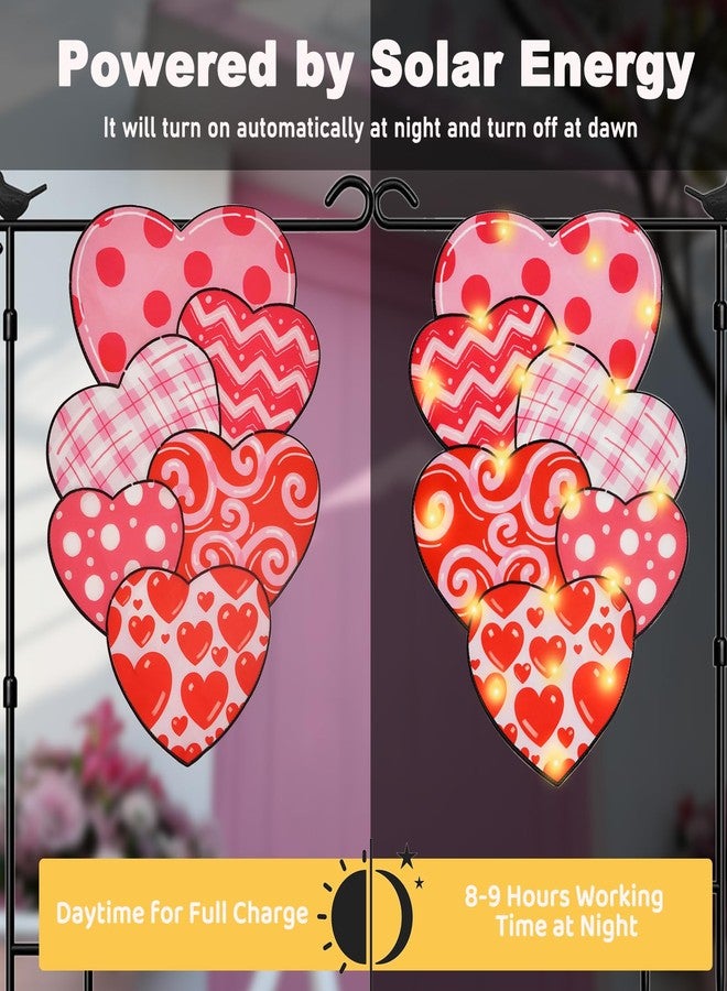 FLAGMESAGE Valentine Garden Flag - 12x18 Inch Double-Sided Solar Powered LED Heart Flag with 8 Lighting Modes, Perfect for Outdoor Yard and Home Valentine’s Day Decorations - Image 5