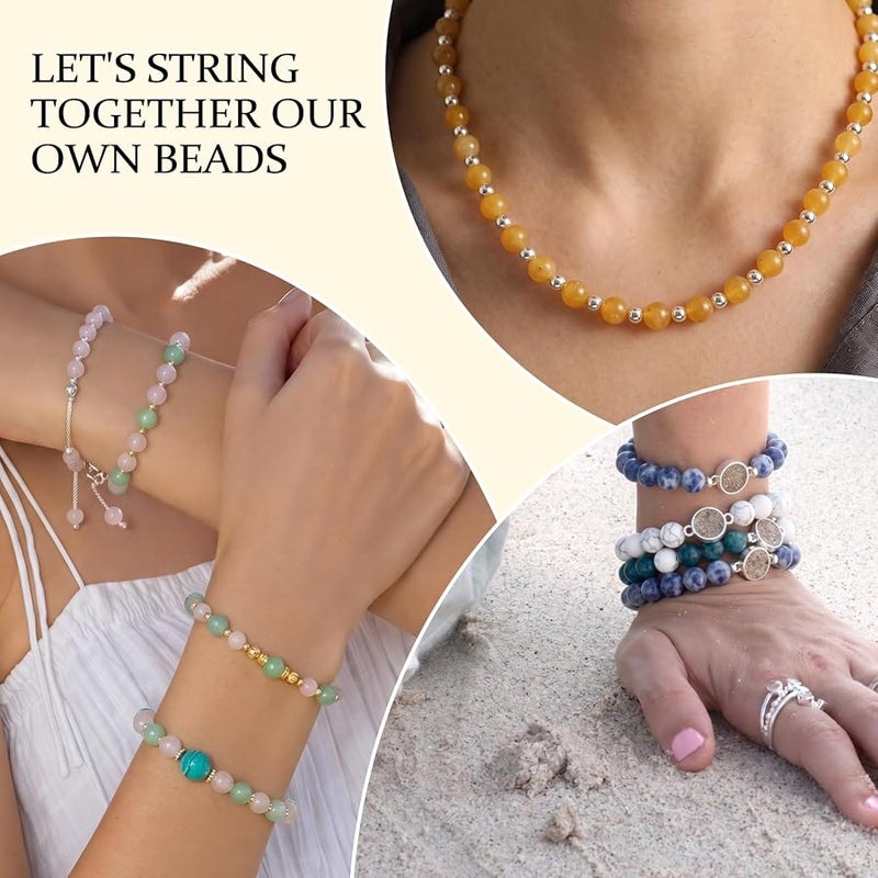 Xilitata 720pcs 6mm Natural Round Stone Beads Gemstone Crystal Loose Beads Smooth Bead for Bracelet Necklace Earring Jewelry Making Kit - Image 4